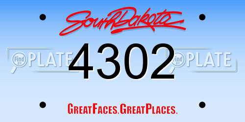 4302 South Dakota License Plate