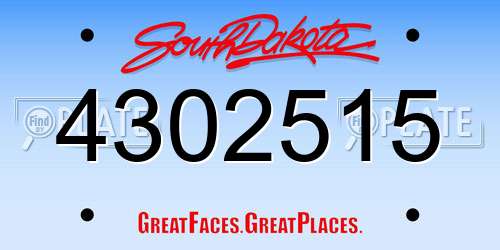 4302515 South Dakota License Plate