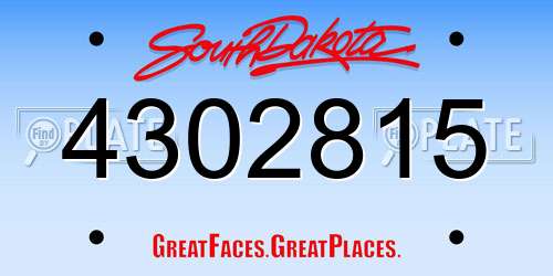 4302815 South Dakota License Plate