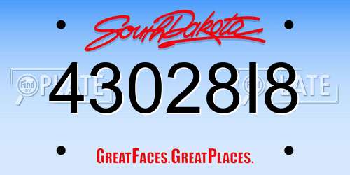 43028I8 South Dakota License Plate