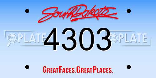 4303 South Dakota License Plate