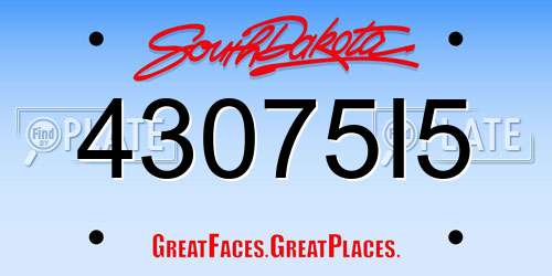 43075I5 South Dakota License Plate