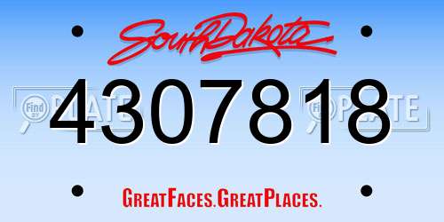 4307818 South Dakota License Plate