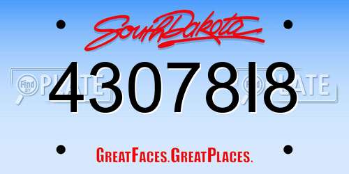 43078I8 South Dakota License Plate