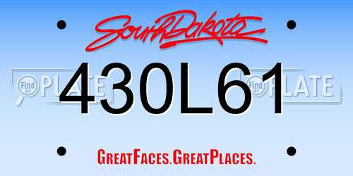 430L61 South Dakota License Plate