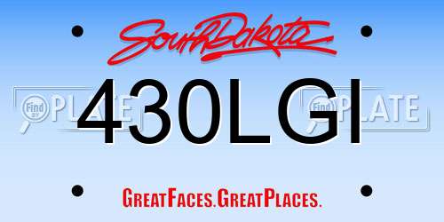 430LGI South Dakota License Plate
