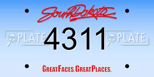 4311 South Dakota License Plate