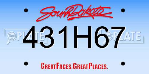 431H67 South Dakota License Plate