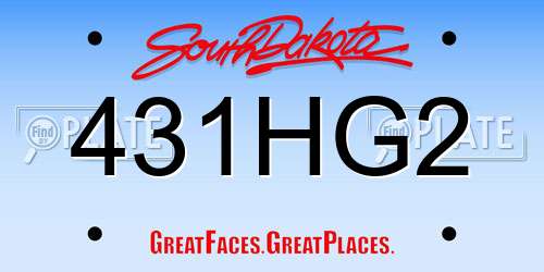 431HG2 South Dakota License Plate