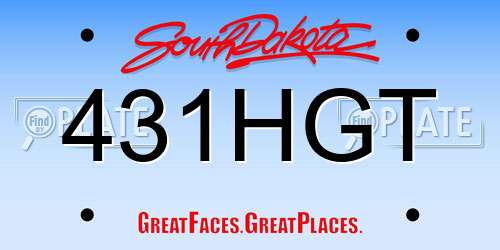 431HGT South Dakota License Plate