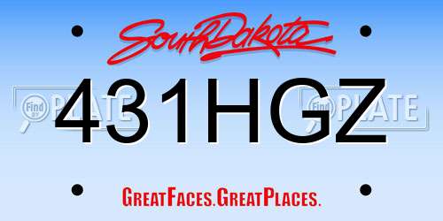 431HGZ South Dakota License Plate