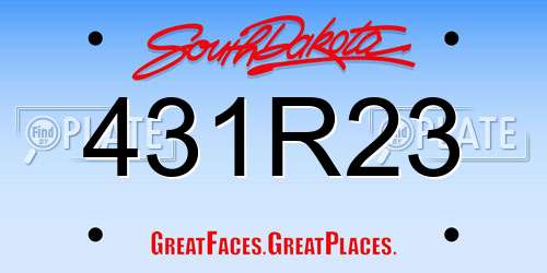431R23 South Dakota License Plate