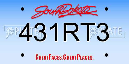 431RT3 South Dakota License Plate