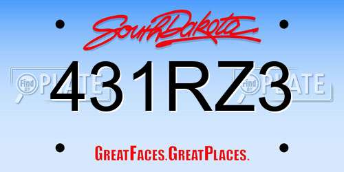 431RZ3 South Dakota License Plate