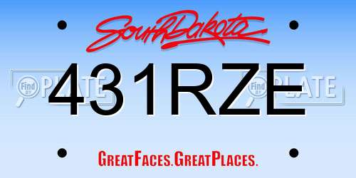 431RZE South Dakota License Plate