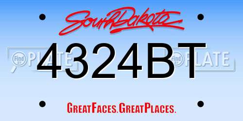 4324BT South Dakota License Plate