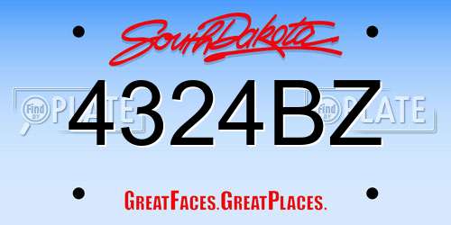 4324BZ South Dakota License Plate