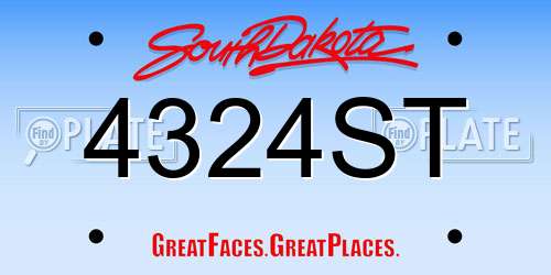 4324ST South Dakota License Plate