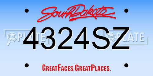 4324SZ South Dakota License Plate