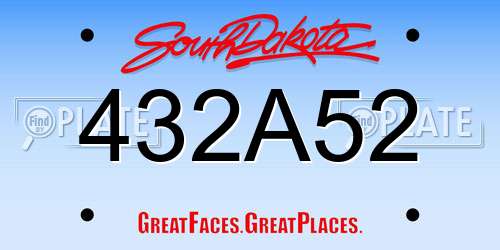432A52 South Dakota License Plate