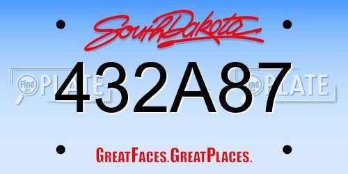 432A87 South Dakota License Plate