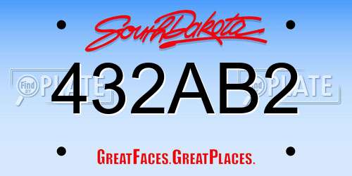 432AB2 South Dakota License Plate