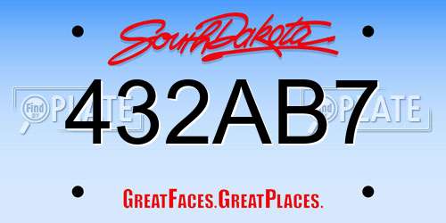 432AB7 South Dakota License Plate
