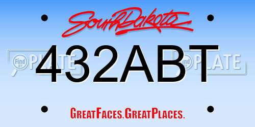 432ABT South Dakota License Plate