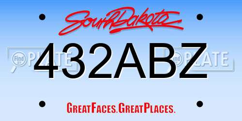 432ABZ South Dakota License Plate