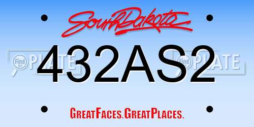 432AS2 South Dakota License Plate
