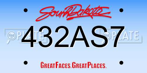 432AS7 South Dakota License Plate