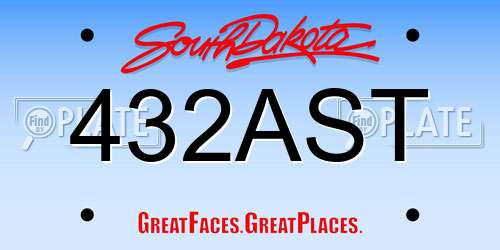 432AST South Dakota License Plate
