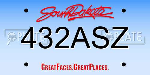 432ASZ South Dakota License Plate