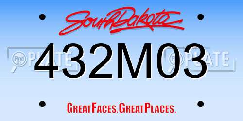 432M03 South Dakota License Plate