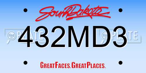 432MD3 South Dakota License Plate