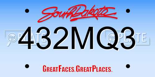 432MQ3 South Dakota License Plate