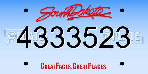 4333523 South Dakota License Plate