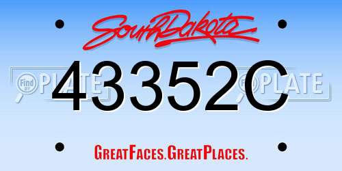 43352C South Dakota License Plate