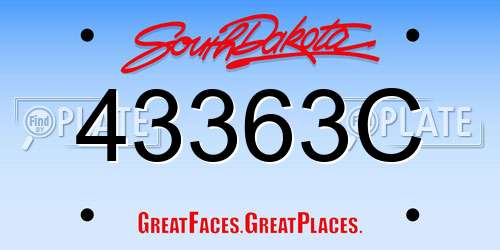 43363C South Dakota License Plate
