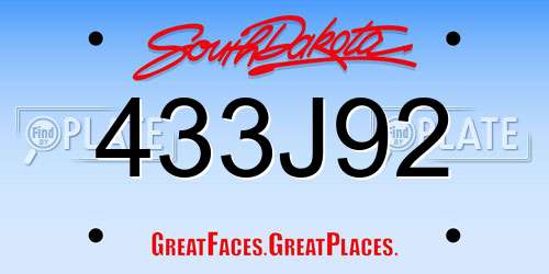 433J92 South Dakota License Plate