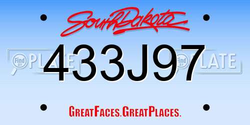 433J97 South Dakota License Plate