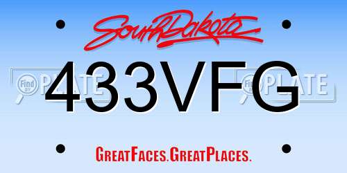 433VFG South Dakota License Plate
