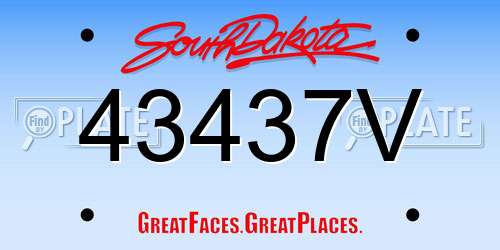 43437V South Dakota License Plate