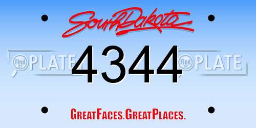 4344 South Dakota License Plate