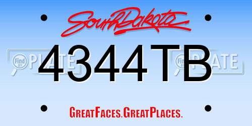 4344TB South Dakota License Plate