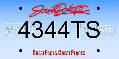 4344TS South Dakota License Plate