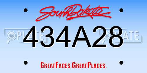 434A28 South Dakota License Plate
