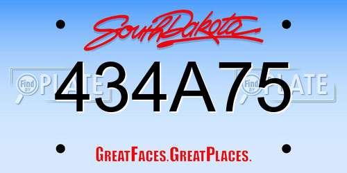 434A75 South Dakota License Plate