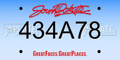 434A78 South Dakota License Plate