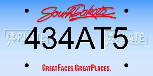 434AT5 South Dakota License Plate